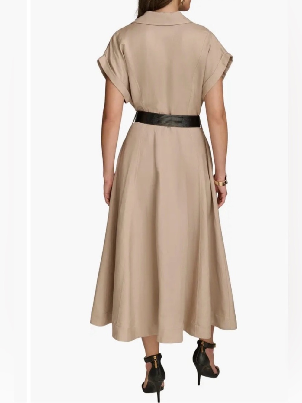 Donna Karan Beige Shirt Midi Dress size 8 - Picture 2 of 14